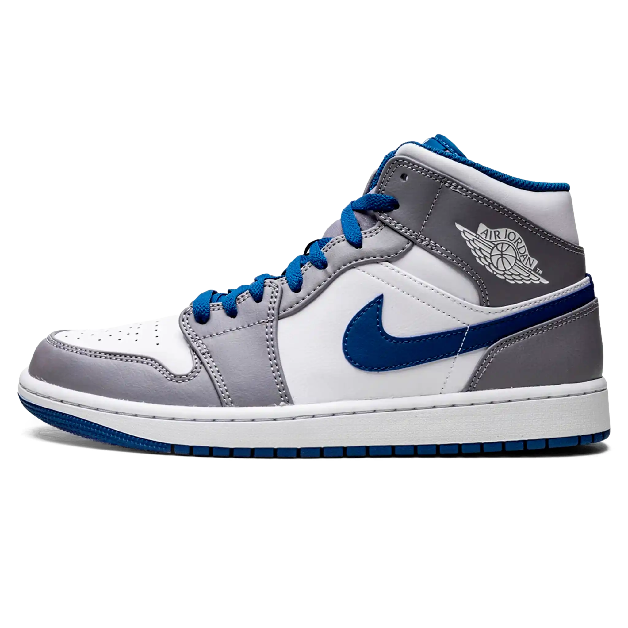 Tênis Air Jordan 1 Mid Masculino "True Blue" Cinza / Azul - DQ8426-014