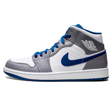 Tênis Air Jordan 1 Mid Masculino "True Blue" Cinza / Azul - DQ8426-014